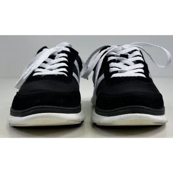 Vionic Nana Walking Shoes Sneakers Women’s 6 Black White Satin Suede Lace up - Picture 6 of 10